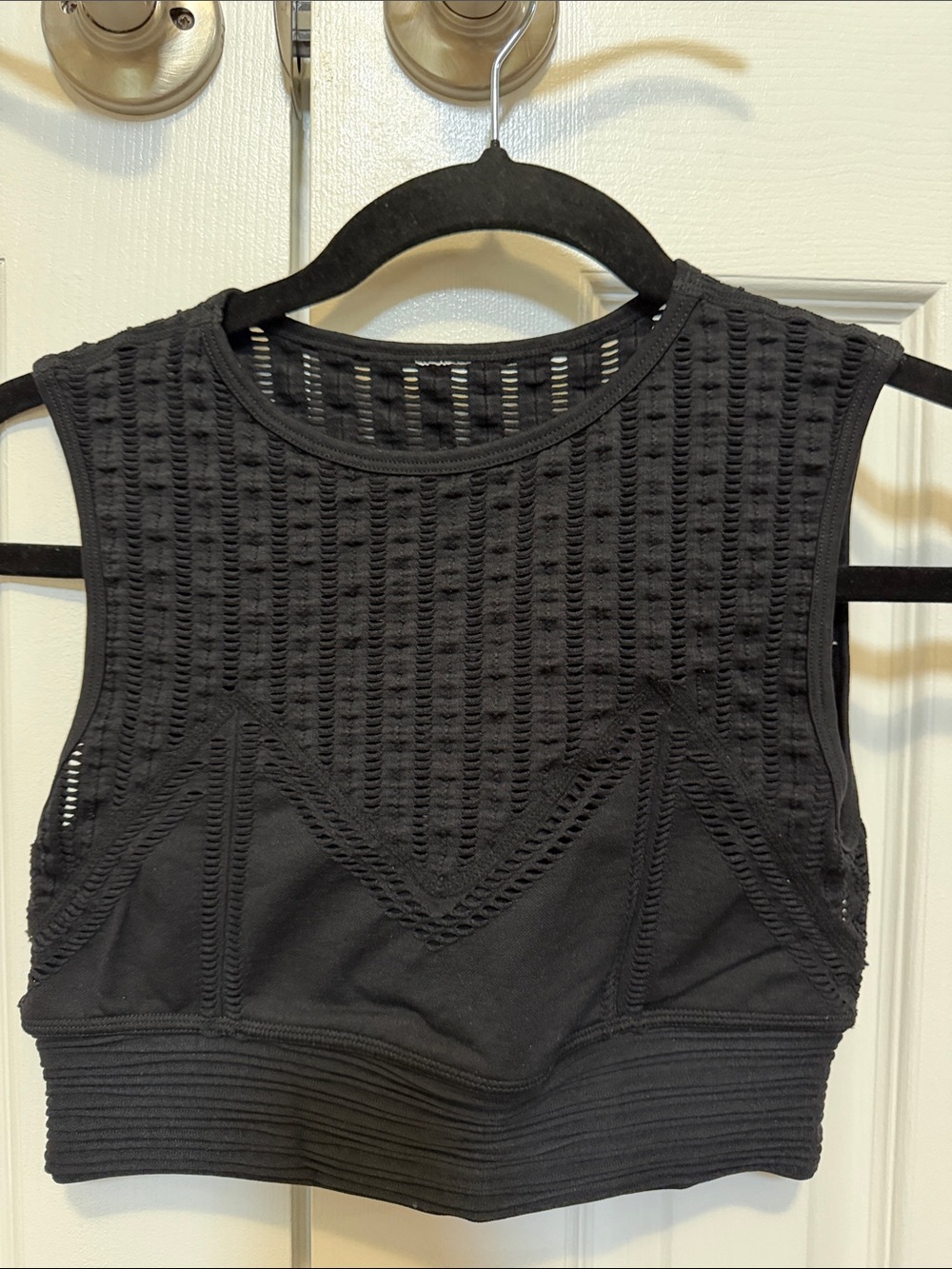Fabletics Black Textured Cropped Performance Tank